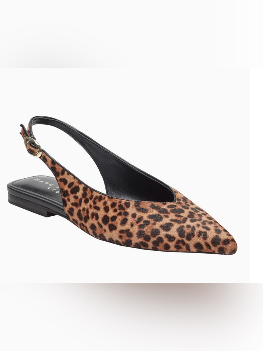 Marc Fisher Gabraly Calf Hair Slingback Flats Leopard Print